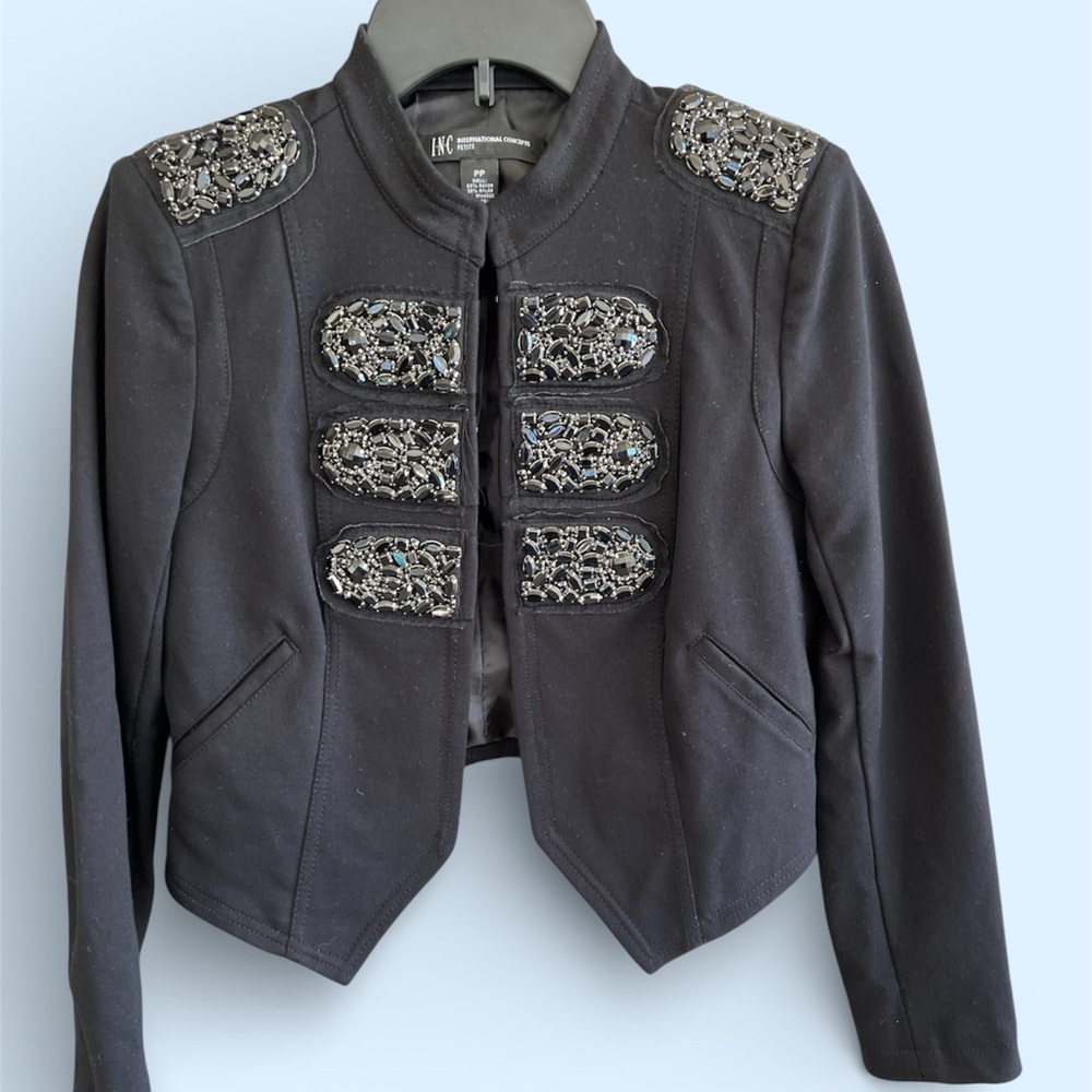 INC International Concepts Black Embellished Blazer